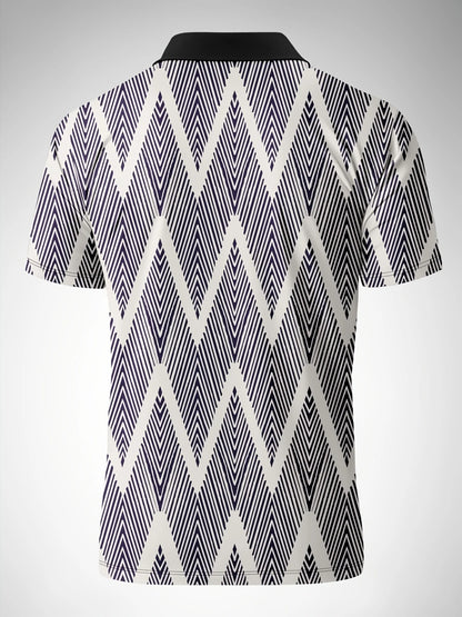 2026 Summer New Style Men's Short-Sleeved Polo Shirt With 3D Stripes Pattern Print Casual And Fashionable Breathable