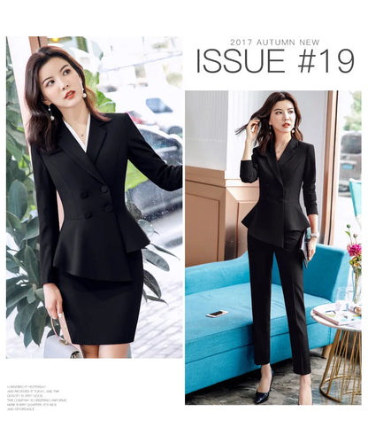 2023 Spring Summer Formal Ladies Double Breaste Blazer And Pants Suits Office Uniform 2XL Size Pants Jacket Business Work Wear