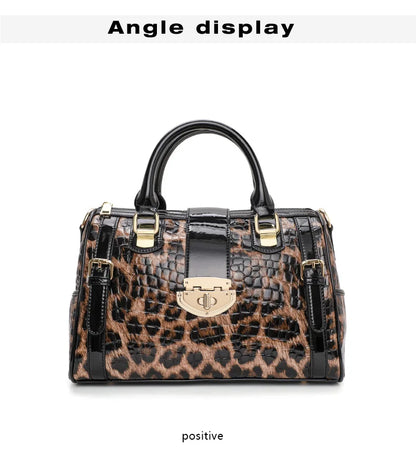 Leopard Print Women's Handbag New 2026 Fashionable and Elegant Ladies Bag Cow Leather Shoulder Bag Large Capacity Genuine