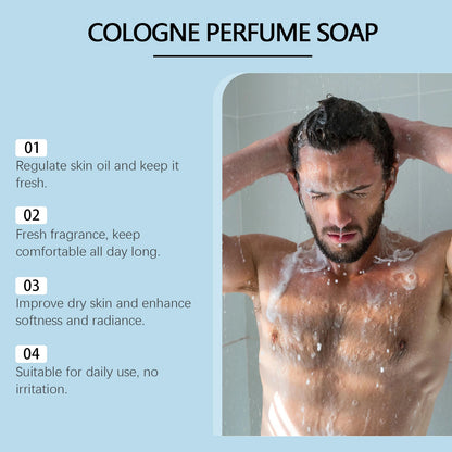 OceAura Men's Perfume Bath Soap Gentle Cleansing Body Skin Refreshing Non-oily Comfort Care Soap Cool Texture 70g