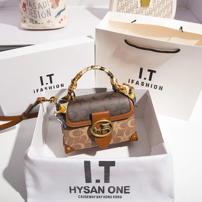 New minimalist and fashionable small handbag, contrasting color women's bag, high-end carriage crossbody bag, portable box bag