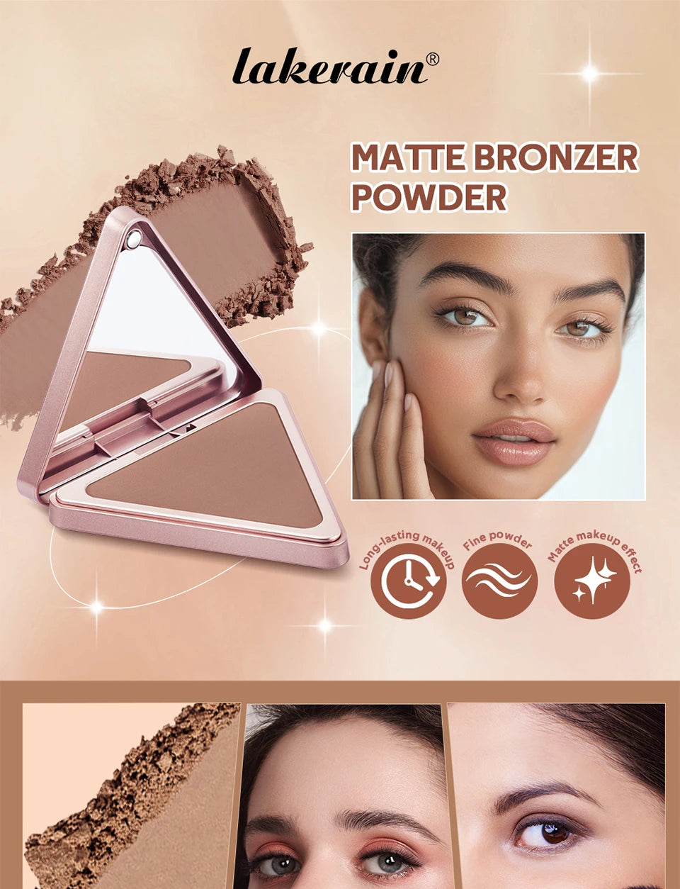 Soft Velvet Matte Bronzer Pressed Powder Long Wear Contour Even Skin Tone Light Setting Powder Natural Tan Shade Face Makeup