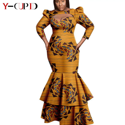 African Print Long Dresses for Women Matching Men Outfit Dashiki Top and Pant Sets Couples Clothes Kaftan Party Outwear Y23C054