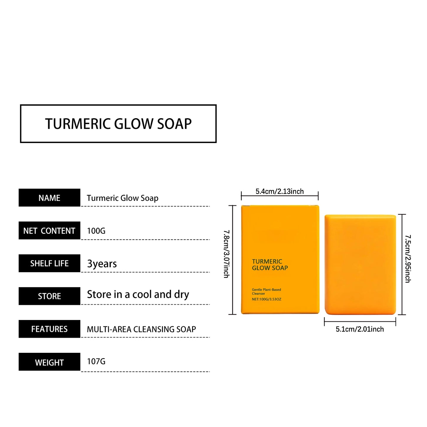 Turmeric Kojic Acid Glow Soap Bar Dark Spot Acne Removal Brightening Face Body Soap Even Skin Tone Moisturizing & Deep Cleansing