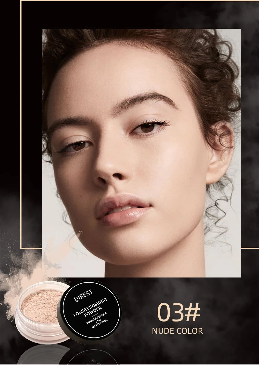 QIBEST 4 Colors Loose Powder Waterproof Oil-Control Matte Finish Compact Setting Powder Long-Lasting Invisible Pores Face Makeup