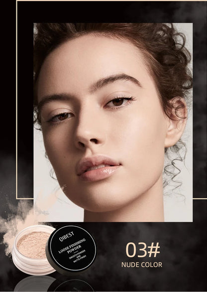 QIBEST 4 Colors Loose Powder Waterproof Oil-Control Matte Finish Compact Setting Powder Long-Lasting Invisible Pores Face Makeup