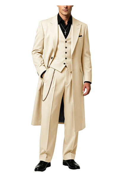 Men's Long Tailcoat 3 Piece Suit Set Blazer Vest Pants Formal Business Slim Fit Jacket Gothic Victorian Style Tuxedo for Wedding