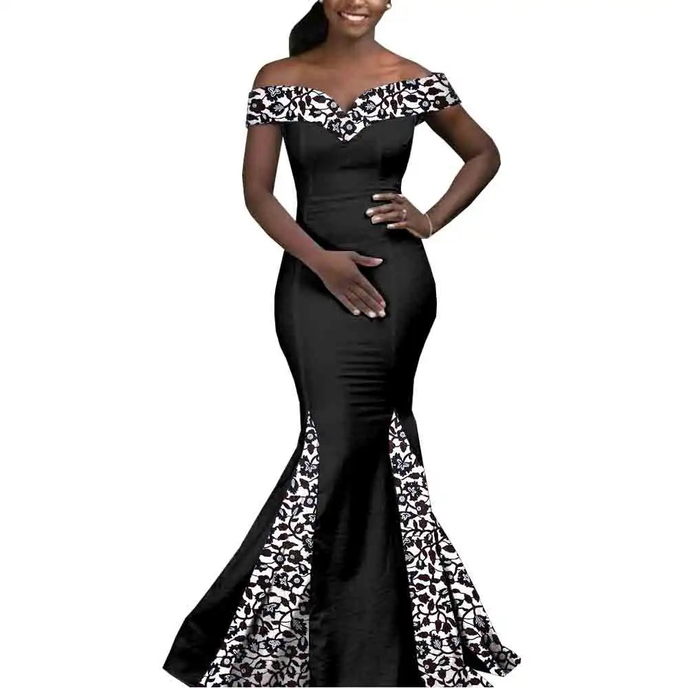 African Couple Matching Clothes for Wedding Women Slim Mermaid Dress Bazin Riche Men Irregular Jacket Pant Sets with Hat Y23C011