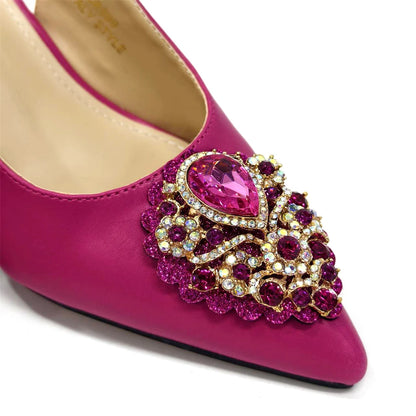 Venus Chan Italian Shoes and Bags Matching Set 2024 Nigeria Elegance Party Rhinestone Pointed Toe Women's Shoes High Heel
