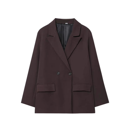 KONDALA Elegant Double Breasted Suit Women Trendy Commute Lapel Blazer Coat 2026 Spring Summer Minimalist Office Lady Blazer
