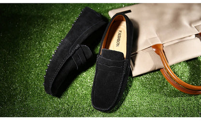 Men's Casual Fashion Genuine Leather Loafers Moccasins Slip-On Driving Shoes 38-50 Size Range Male Flats Comfort Footwear
