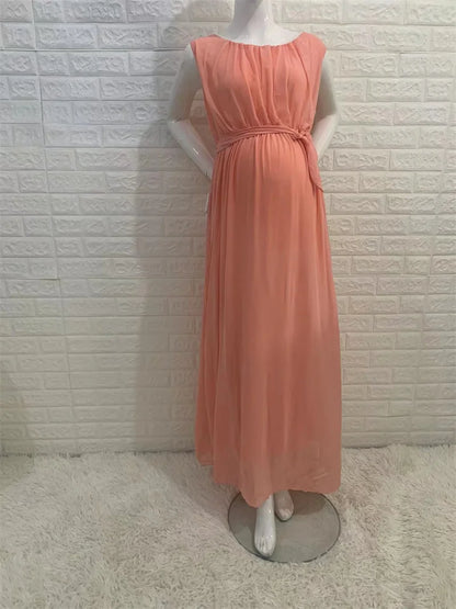Woman Pregnancy Clothes New Sleeveless Maternity Dresses Photoshoot Women See-through High Elastic Net Photography Dress