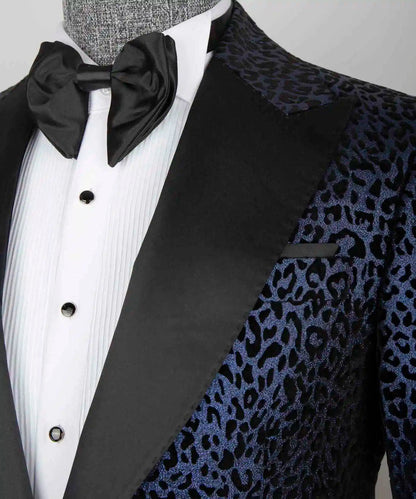 Vintage Men Tuxedos Leopard Print 3 Pcs Jacket Vest Pants Slim Fit Suit Peaked Lapel Evening Blazers Customized For Party