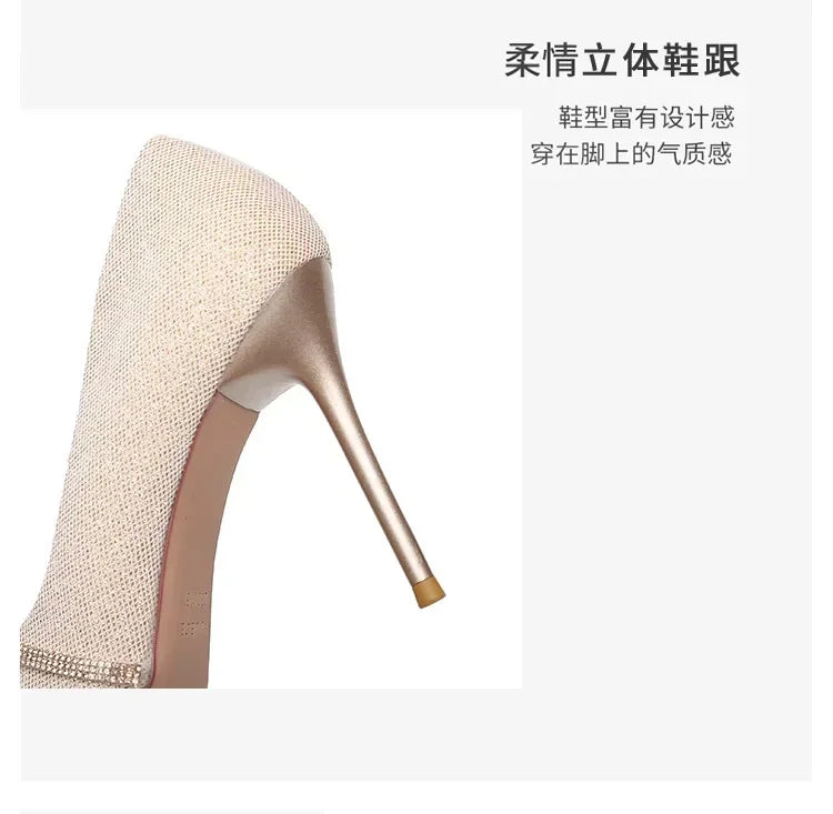 High Heels Women with 2024 New Spring and Autumn Pointy Women's Shoes Dress Wedding Shoes Temperament Banquet Single Shoes