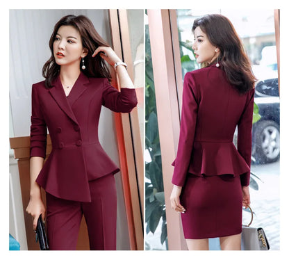 2023 Spring Summer Formal Ladies Double Breaste Blazer And Pants Suits Office Uniform 2XL Size Pants Jacket Business Work Wear