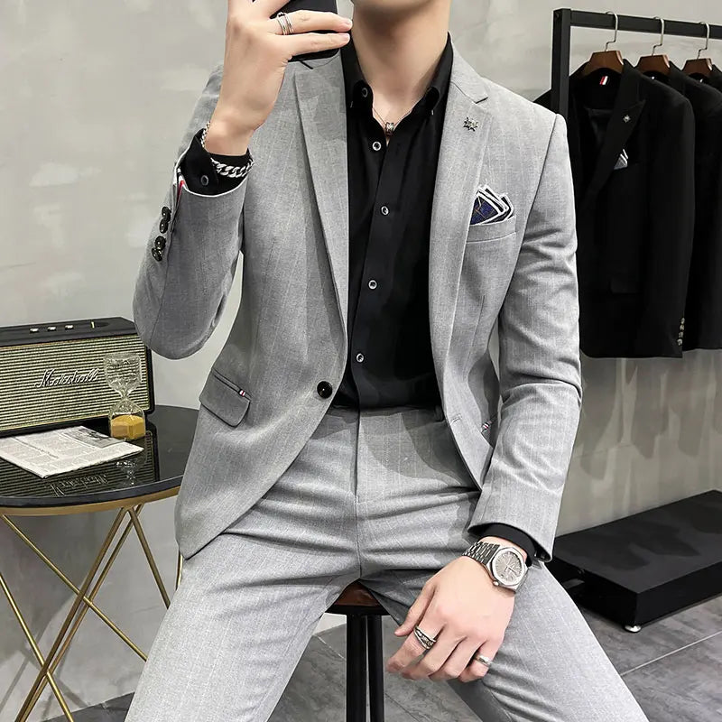 Men's High-Quality Two-Piece Wedding Suit Business Casual Banquet Costume Luxury Ensemble with Trousers