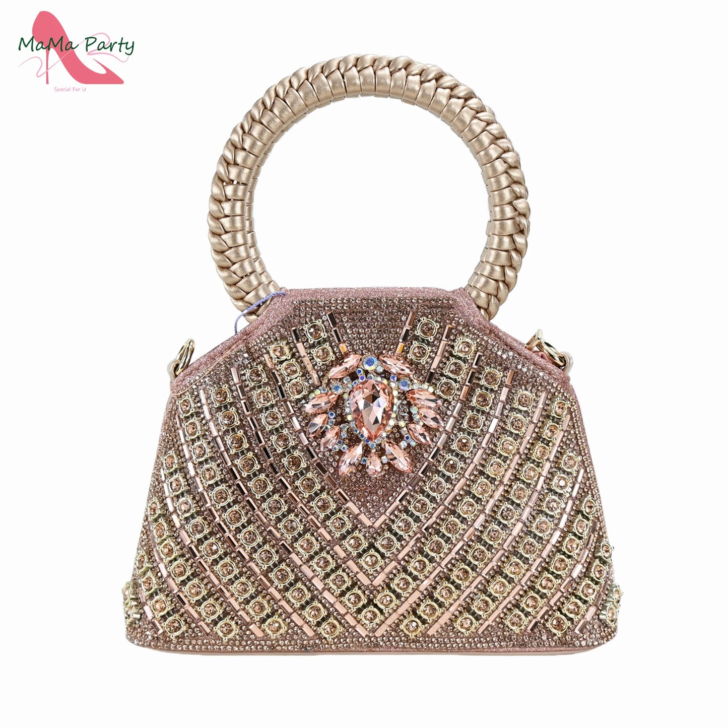 Purple Color New Arrivals Italian Design Nigerian Women Shoes and Bag Set Pointed Toe Slipper with Shinning Crystal for Party