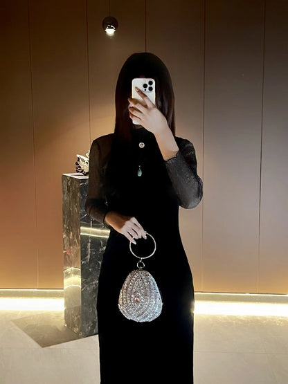 New high-end rhinestone handbag bag fashionable personalized dinner handbag light luxury messenger bag heavy industry handbag
