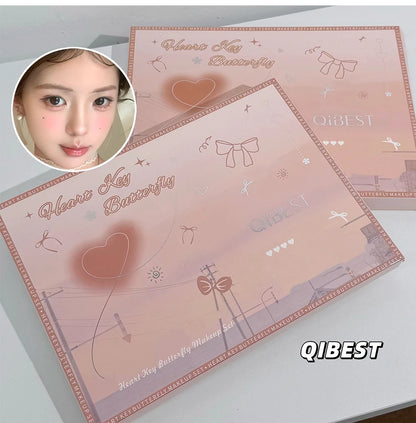 Makeup Gift Box Butterfly Bow Heart Limited Lipstick Powder Blush Eyeshadow Makeup Gift Box Set and Necklace Gifts for Women