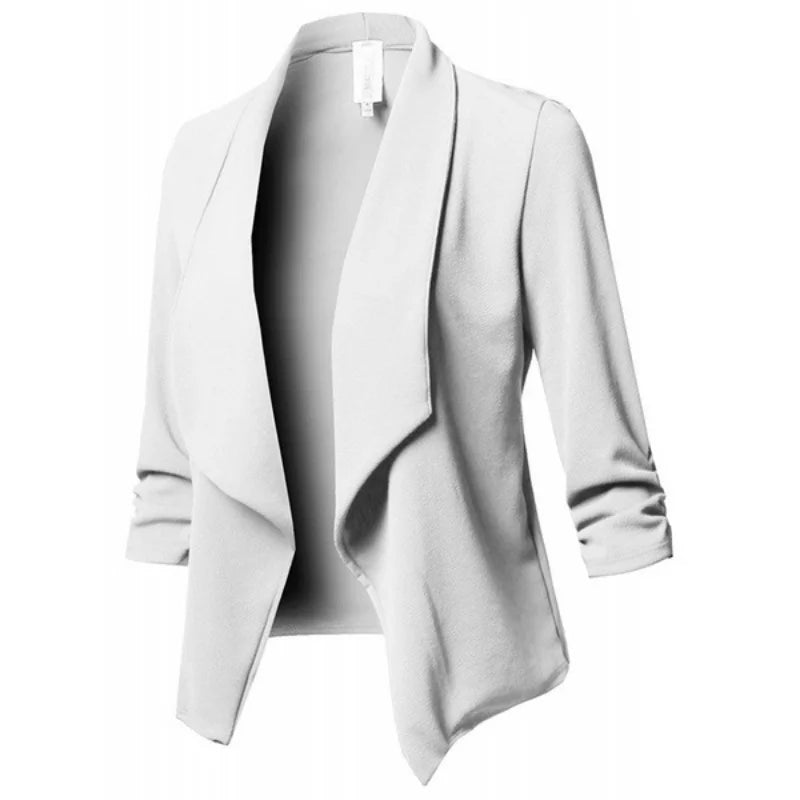 2024 Long Sleeve Women Blazers and Jackets Ruched Asymmetrical Casual Business Suit Lady