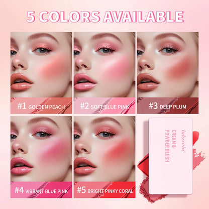 Lakerain Blush Cream Long Lasting High Pigmented Natural Pink Smooth Texture 2 IN 1 Cream & Powder Blusher Korean Makeup