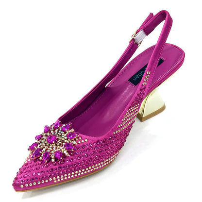 Italian Design Evening Shoes And Bag Paired With Handmade Petal Clutches Pointed Toe High-Heel Shoes For Women Party Shoes
