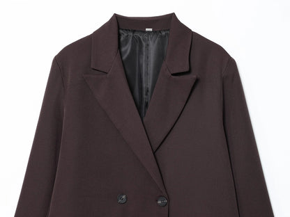 KONDALA Elegant Double Breasted Suit Women Trendy Commute Lapel Blazer Coat 2026 Spring Summer Minimalist Office Lady Blazer