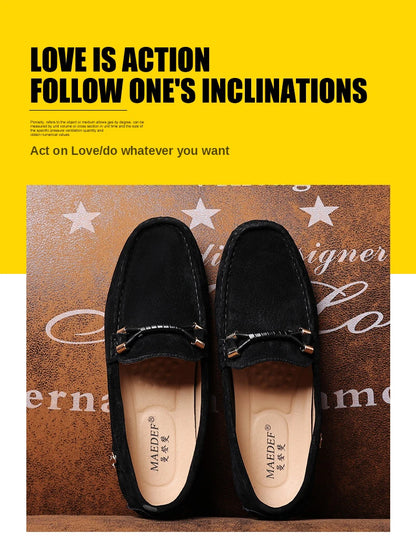 Men Genuine Leather Driving Shoes Metal Buckle Moccasins Slip-On Casual Loafers Men's Comfortable Flats Mocasines