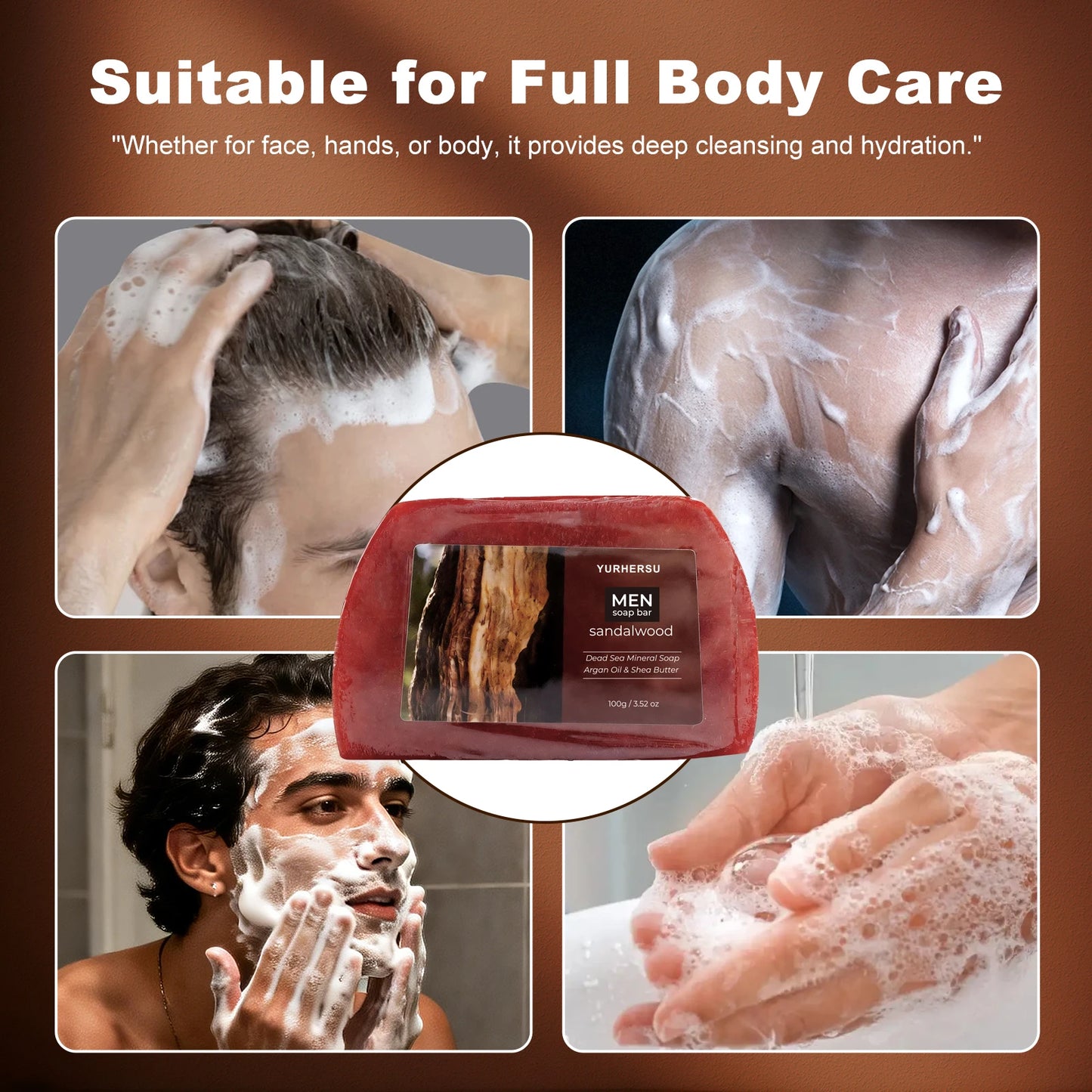 Organic Sandalwood Face Wash Soap, Oil Control, Blackhead Remover, Gentle Cleansing for Men Women, Daily Skin Care