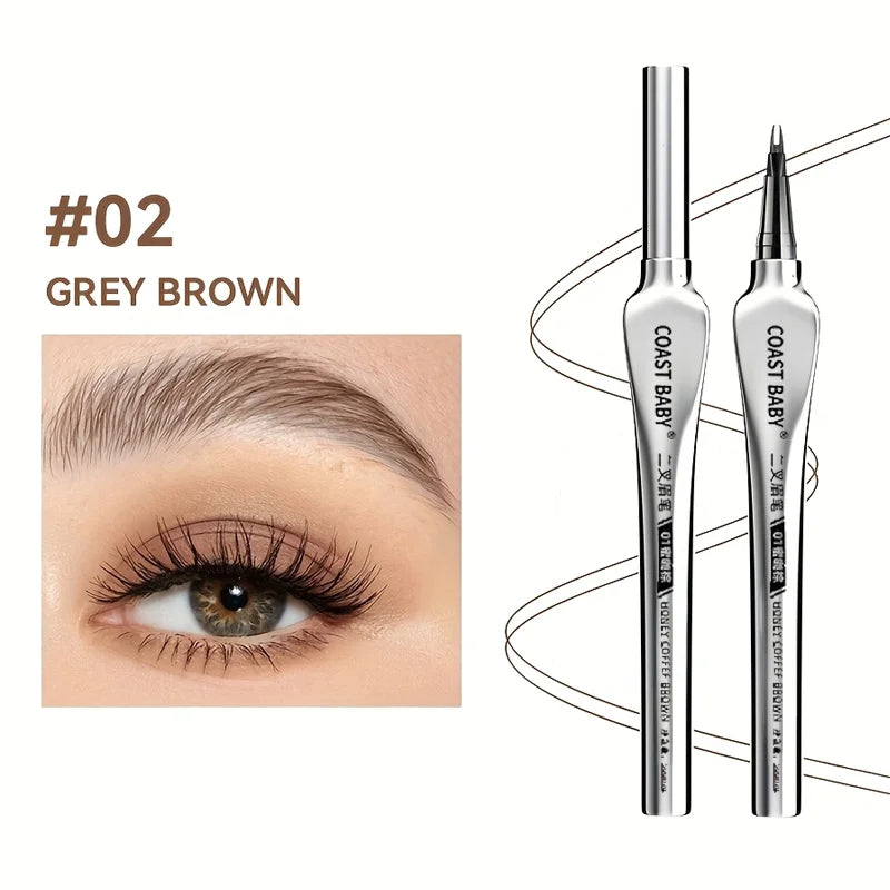 Beginner Friendly 2 Forks Tip Eyebrow Pen COAST BABY Waterproof Long Lasting Natural Smudge Proof Brow Pen