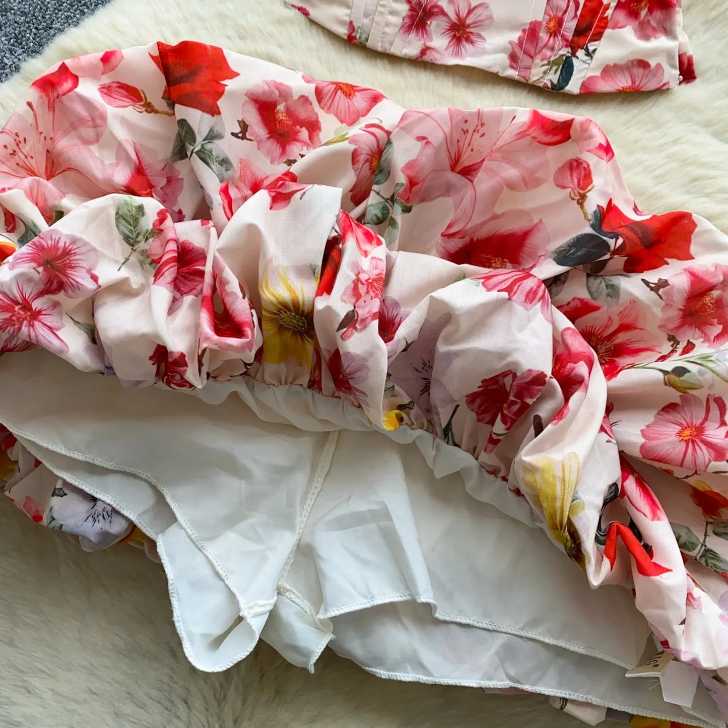 SINGREINY Summer Beach Floral Suits Strapless Sensual Bustier Tank Top+Mini Bud Skirt French Style Women Slim Hotsweet 2Pcs Sets