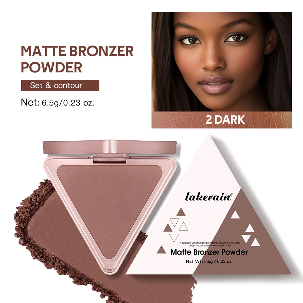 Soft Velvet Matte Bronzer Pressed Powder Long Wear Contour Even Skin Tone Light Setting Powder Natural Tan Shade Face Makeup