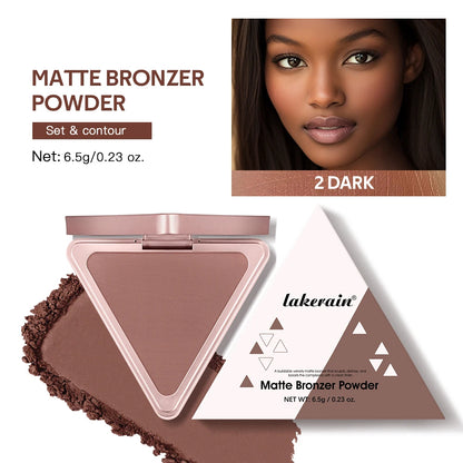 Soft Velvet Matte Bronzer Pressed Powder Long Wear Contour Even Skin Tone Light Setting Powder Natural Tan Shade Face Makeup