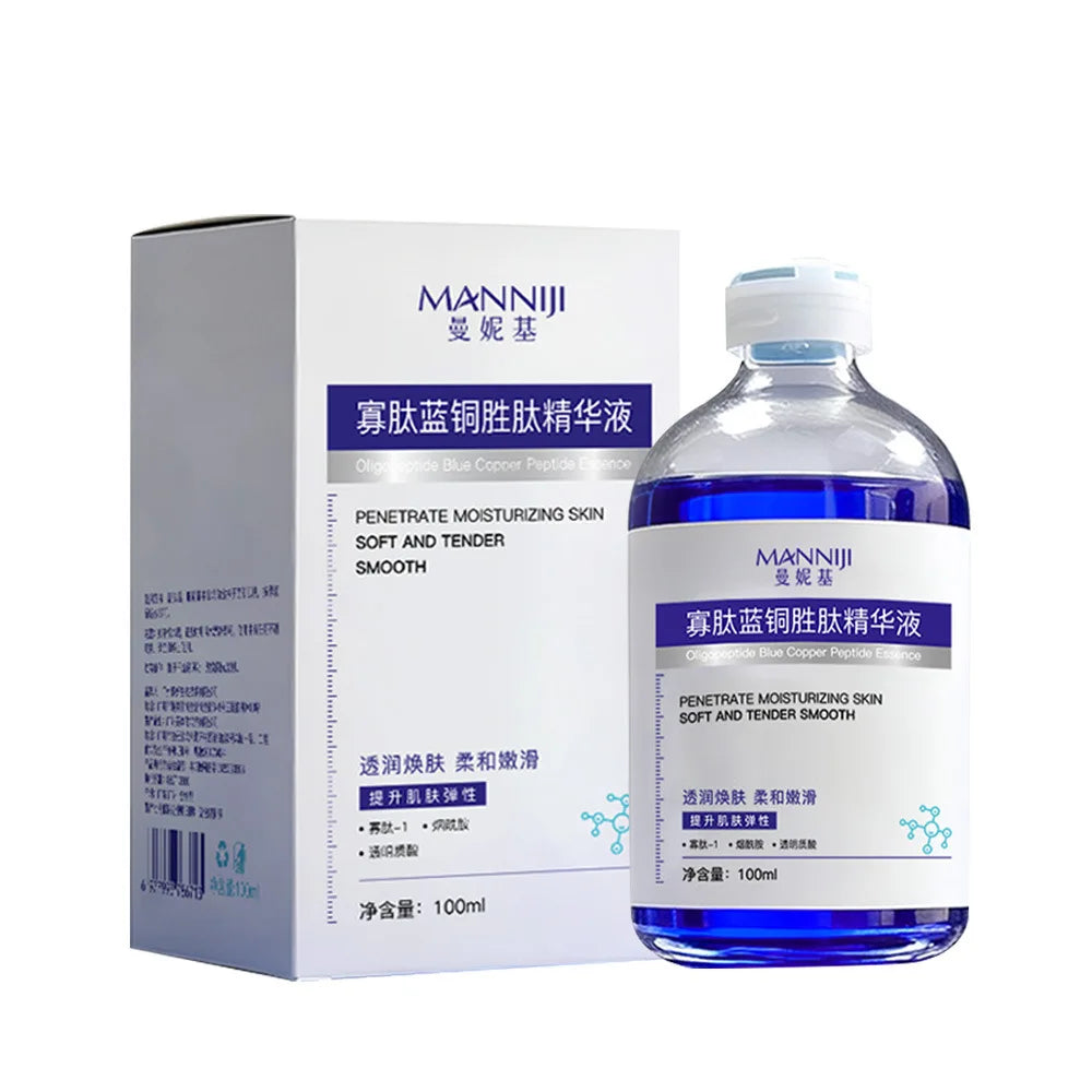 Oligopeptide Blue Copper Peptide Essence100ml, Soothe Repair Sensitive Skin, Boost Elasticity, Hydrating Anti Aging Facial Serum