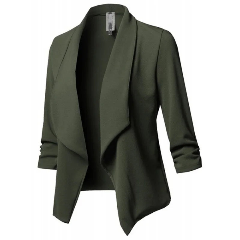 2024 Long Sleeve Women Blazers and Jackets Ruched Asymmetrical Casual Business Suit Lady