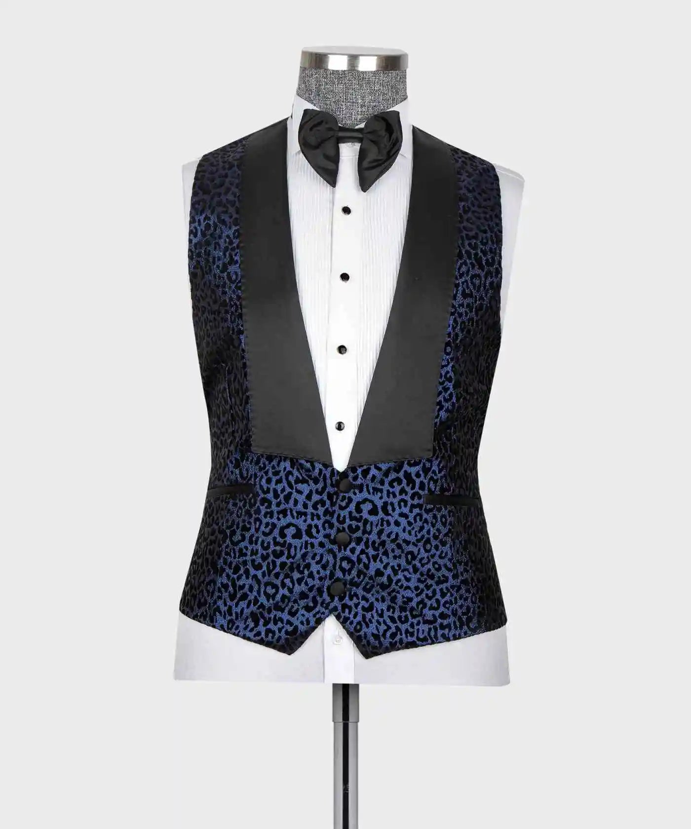 Vintage Men Tuxedos Leopard Print 3 Pcs Jacket Vest Pants Slim Fit Suit Peaked Lapel Evening Blazers Customized For Party