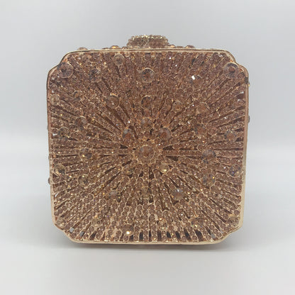 Women Clutch Bag Small Square Box, Full Cover Rhinestone Crystal Evening Bag, Handmade Bridal Party Wedding Prom Dinner Purse