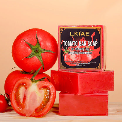 AILKE Natural Tomato Soap Bar, Whitening, Clean and Smooth Skin, Remove Wrinkles, Pigmentation, Acne, For All Skin Types, 200g