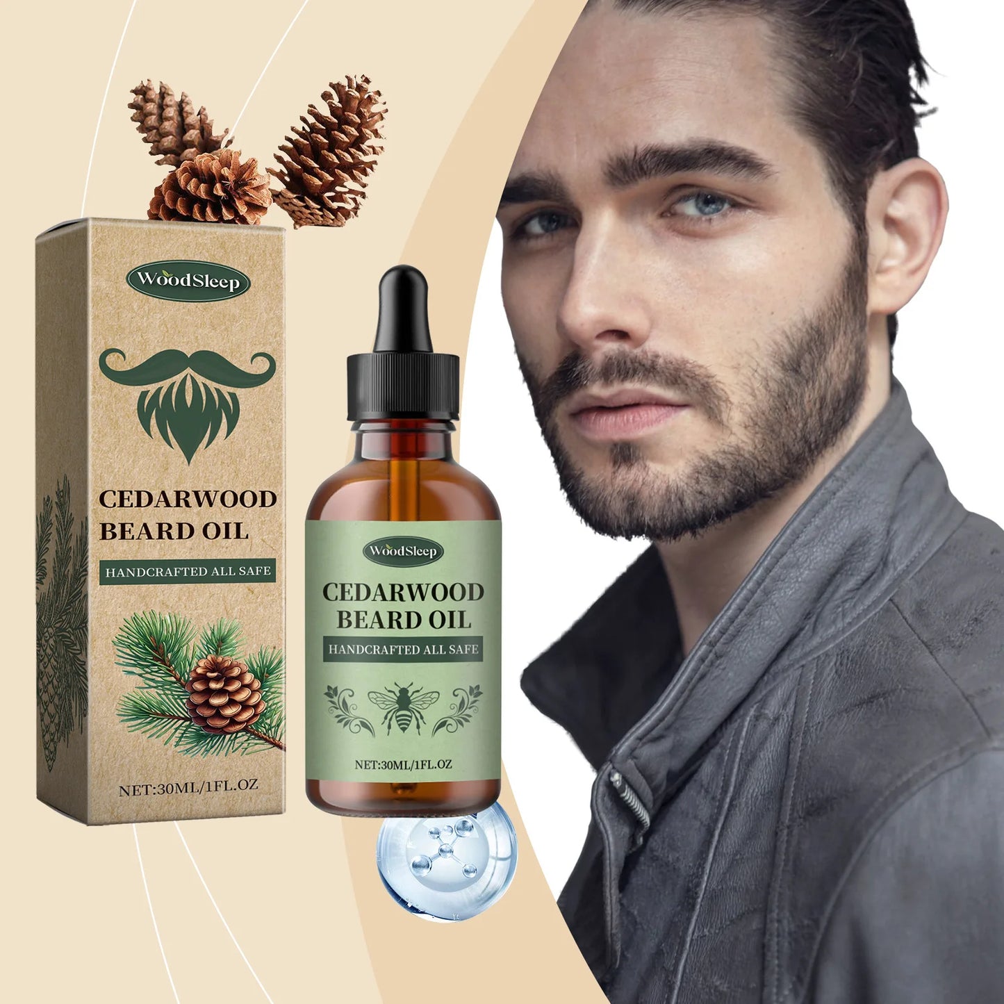 Men Beard Care Oil Moisturizing Growth Shine Soften Beard Strengthen Roots Hair Thicker Styling Care Beard Growing Essential Oil
