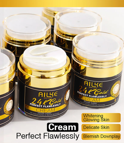 AILKE 24K Glod Flawlessly Skin Care Range, Skin Whitener, Reduce Dark Spots, Melanin, Wrinkles, Moisturize, For Women & Men