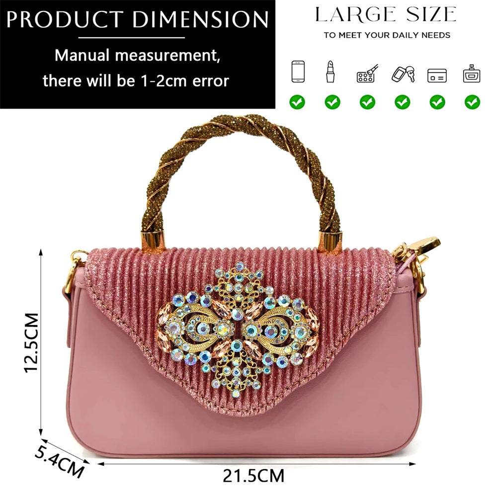 Venus Chan Italian Shoes and Bags Matching Set 2024 Nigeria Elegance Party Rhinestone Pointed Toe Women's Shoes High Heel