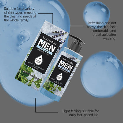East Moon Peppermint & Lavender Fragranced Body Wash: Dual Botanical Scents, Coolness, Soothing, Long-Lasting Fragrance 100ml