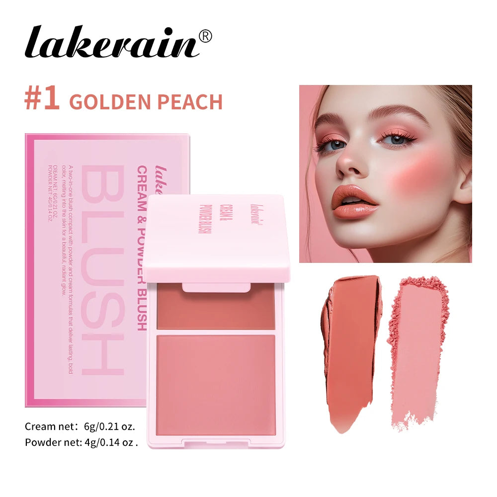 Lakerain Blush Cream Long Lasting High Pigmented Natural Pink Smooth Texture 2 IN 1 Cream & Powder Blusher Korean Makeup