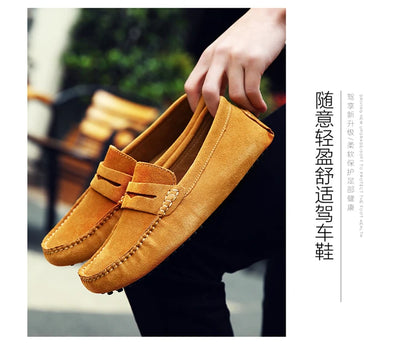 Men's Casual Fashion Genuine Leather Loafers Moccasins Slip-On Driving Shoes 38-50 Size Range Male Flats Comfort Footwear