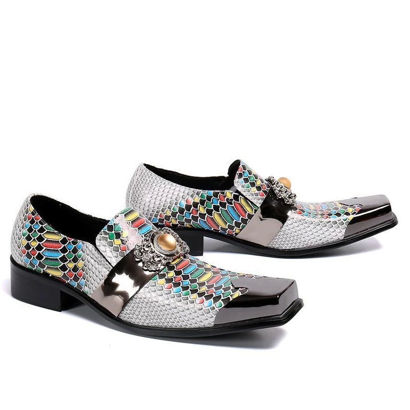 luxury mens shoes designer like snake pattern Dress shoes man Gentleman Slip On Oxfords genuine leather shoes for men Fashion