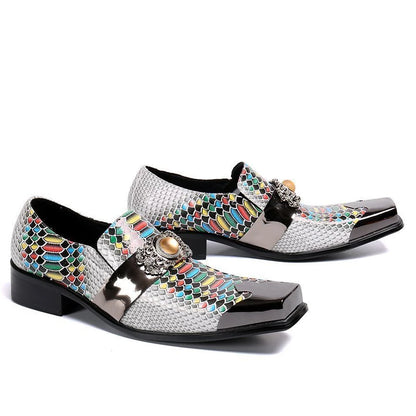 luxury mens shoes designer like snake pattern Dress shoes man Gentleman Slip On Oxfords genuine leather shoes for men Fashion