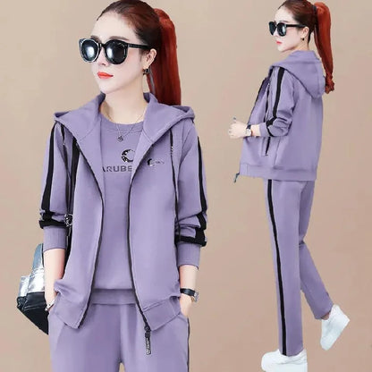 Spring Autumn Women Tracksuit Coats+Sweatshirts+Pants 3Pcs Suit Fashion Outfits Ladies Casual Clothing Sets Loose Sportswear