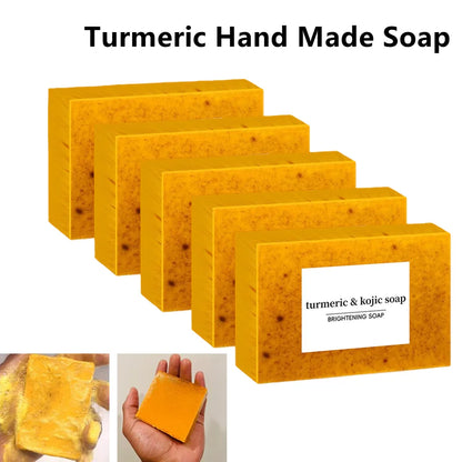 1/2/3/5Pcs 100g Turmeric Hand Made Soap, Lemon Kojic Acid Soap, Shower and Facial Soap Body Care