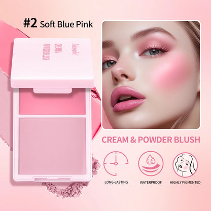 Lakerain Blush Cream Long Lasting High Pigmented Natural Pink Smooth Texture 2 IN 1 Cream & Powder Blusher Korean Makeup