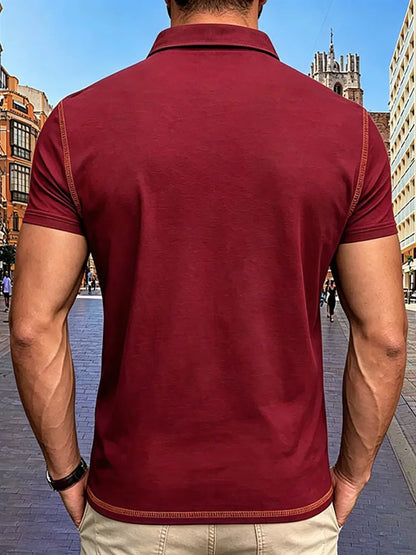 2024 New Summer Mens Lapel Pocket Polo Shirt Breathable Polyester Short Sleeve Tops Casual Daily Office Business Wear For Men